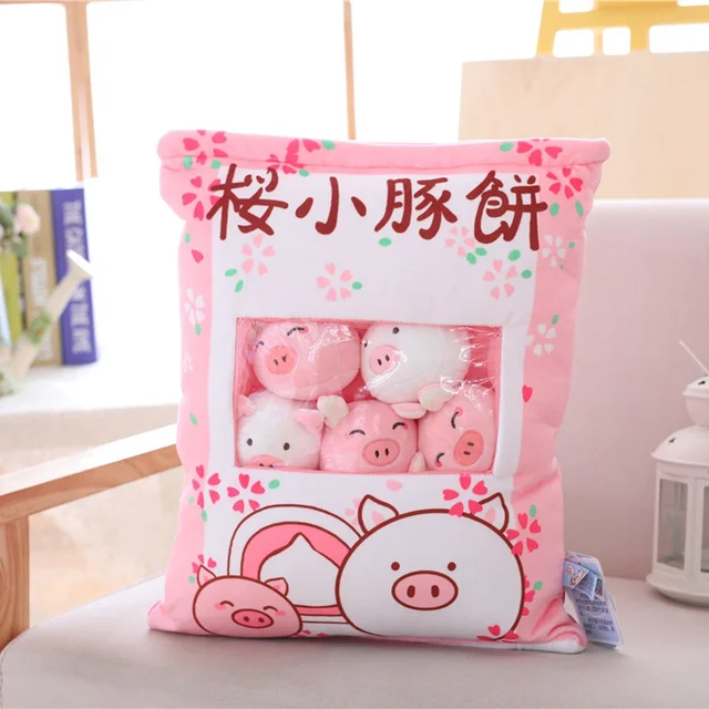 A bag of 8pcs Unicorn&Flamingo&Dinosaur&Rabbit&Pig Plush Toy Soft Cartoon Stuffed Doll Pudding Snack Pillow Girlfriend Kids Gift