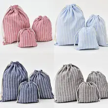 THINKTHENDO 1PC Christmas Candy Party Storage Bag Cotton Linen Drawstring Tea Gift Portable Bags Makeup Bag for Travel christmas baubles pattern candy drawstring storage bag