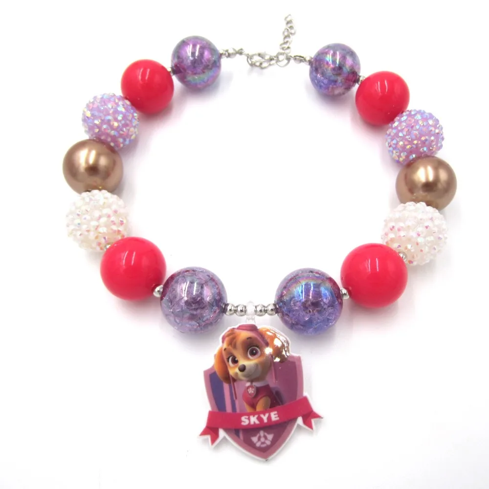 Новые детские подарки для девочек на день рождения Скай собака подвеска кулон ожерелье ручной работы массивная жевательная резинка ожерелье браслет Заколки ювелирные наборы