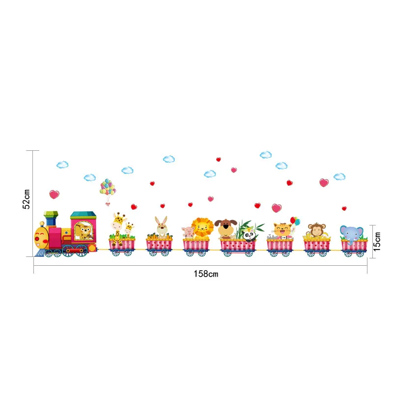 [ZOOYOO] cartoon animal train wall stickers for kids rooms nursery baby children bedroom home decoration art decals