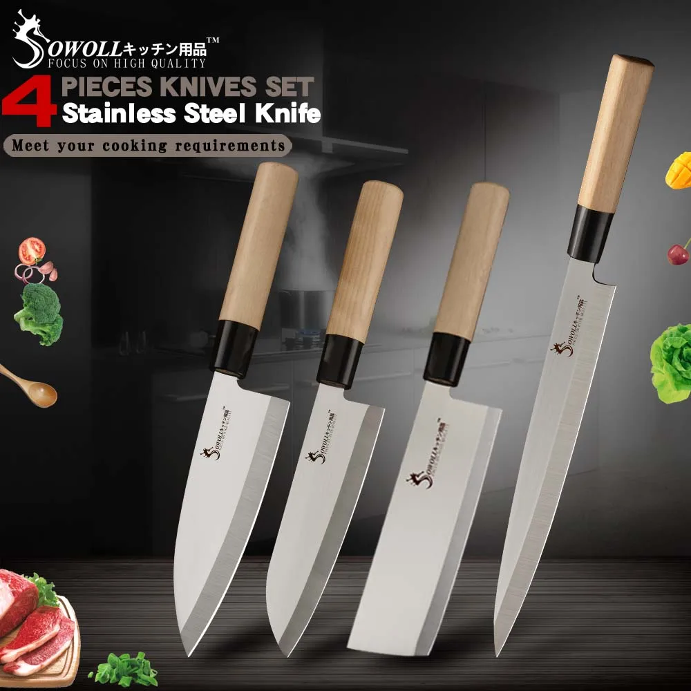 Кухонный нож Sowoll из нержавеющей стали 9 ''Sashimi 6,5'' Santoku разделочный нож шеф-повара костяная рыба овощи суши мясо кухонные инструменты