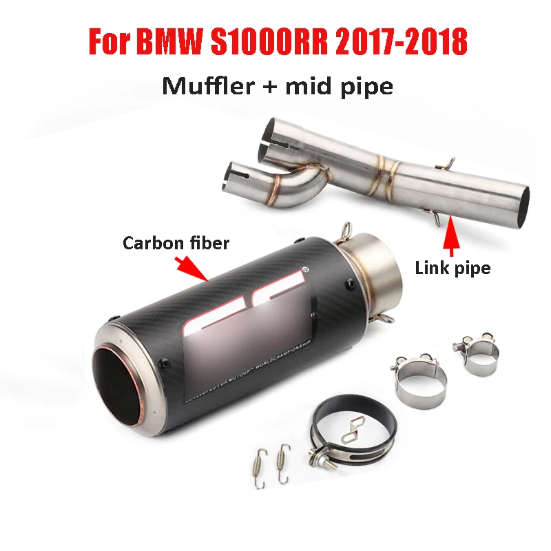 

S1000RR Motorcycle Exhaust System Tip Escape Exhaust Pipe Middle Mid Link Pipe Slip On Whole Set For BMW S1000RR 2017 2018