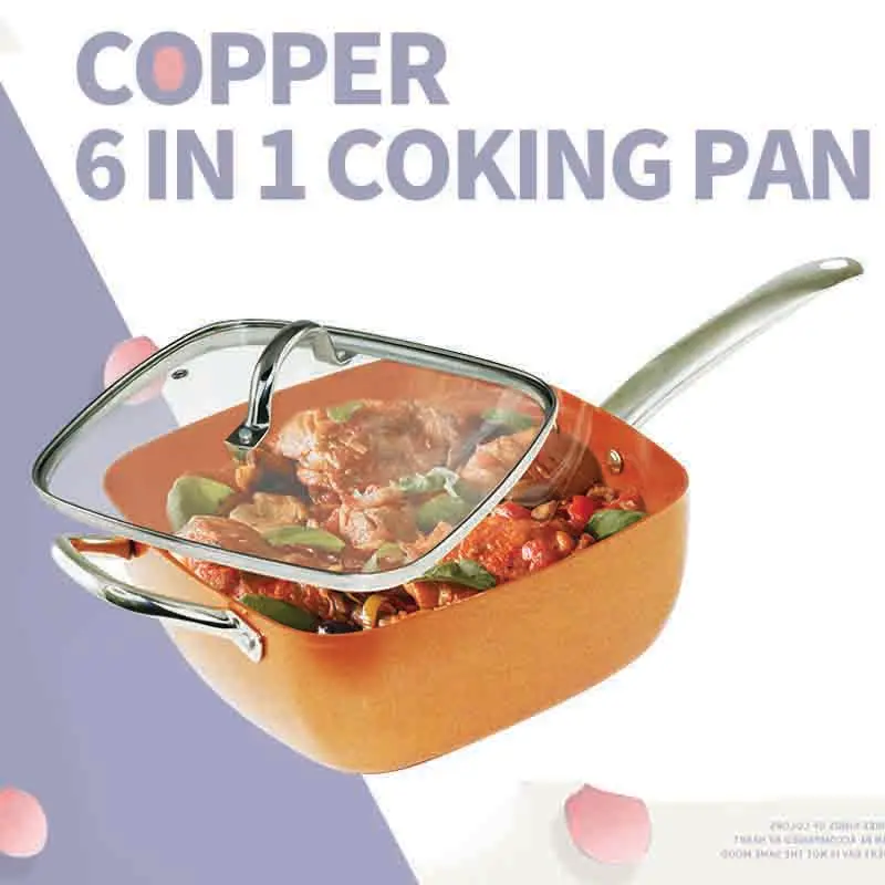 Grand Innovation Non Stick 9.5 Inches Square Copper cooking Deep Frying