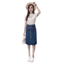 5XL большого размера модные женские джинсовые и пуговицы юбка с карманами Леди Шик Высокая талия сплит женская Юбка-миди пикантные повседневные saia xy813