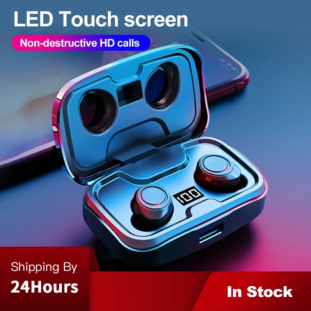 

TWS X10 wireless earphones bluetooth IPX7 waterproof Volume control BT V5.0 Noise Reduction 3D stereo 3500mAh Battery capacity