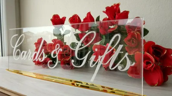 

ards Box, Clear Acrylic, Elegant Signs, Wedding Table Sign, Modern Sign, Freestanding Sign, Reception Card