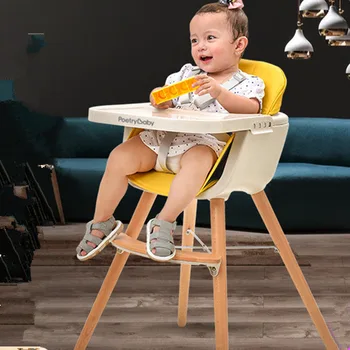 

Baby's Dining Chair Solid Wood Baby Feeding Chair Dining Table and Chair Portable High Chair