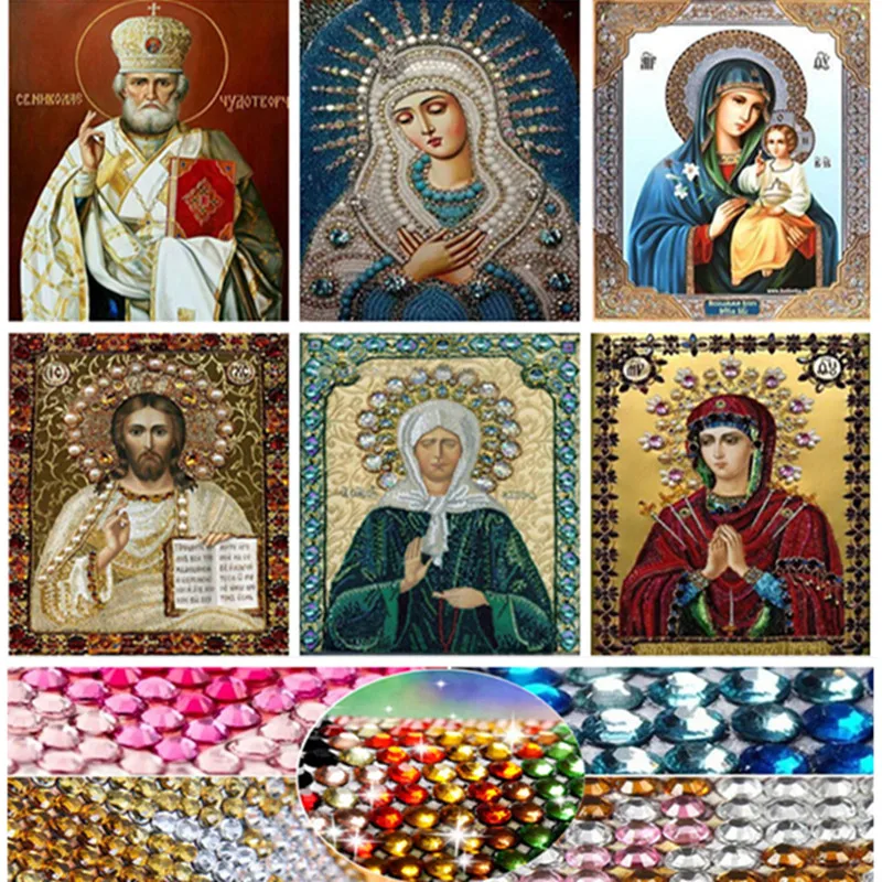 Новинка 30*40 5D DIY кристальная круглая Алмазная вышивка религиозная живопись набор