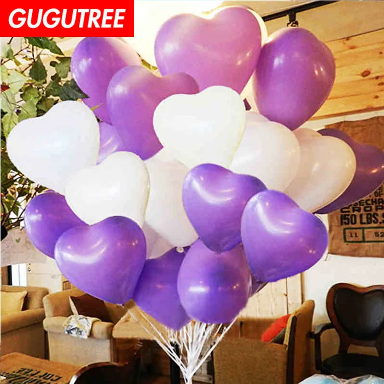 

GUGUTREE PARTY 100pcs 10inch red pink blue heart latex ballon wedding event christmas halloween festival birthday party HY-361