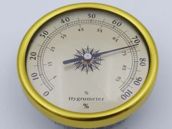 

New 1pcs 72mm Analog Hygrometer Alumin Case, Round Cigar Hygrometer with +/- 1% Accuracy for Indoor and Outdoor (Gold) h711