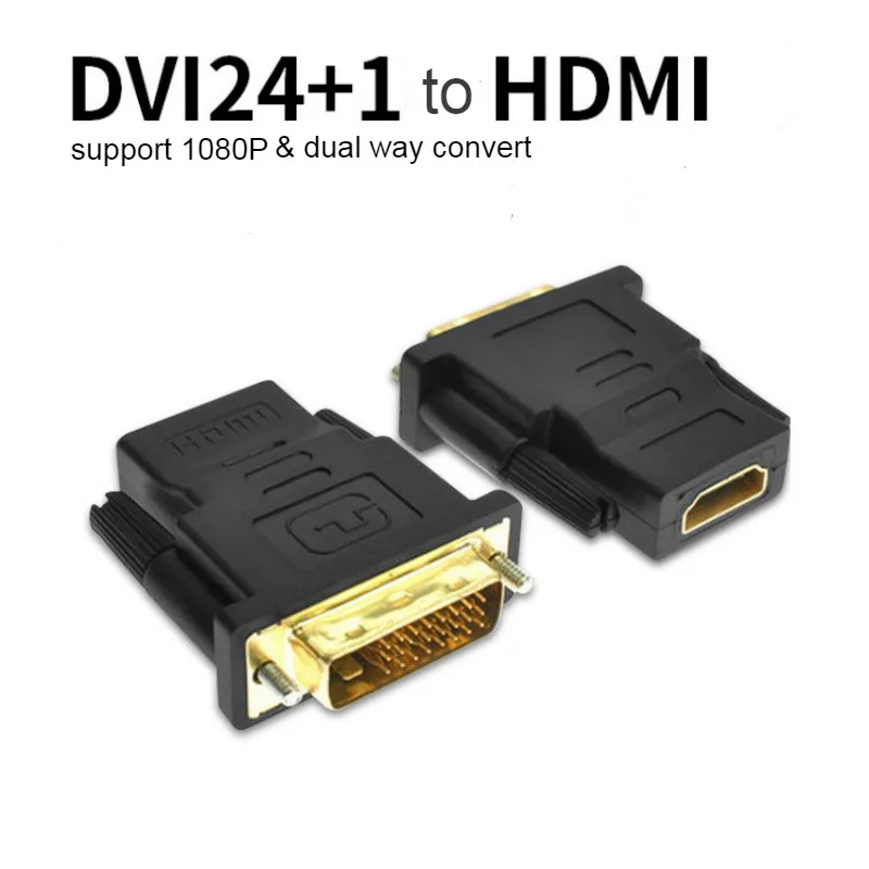 DVI 24+ 1 к HDMI адаптер 24 К позолоченный штекер DVI Мужской к HDMI Женский двойной конвертер 1080P для HDTV проектор монитор