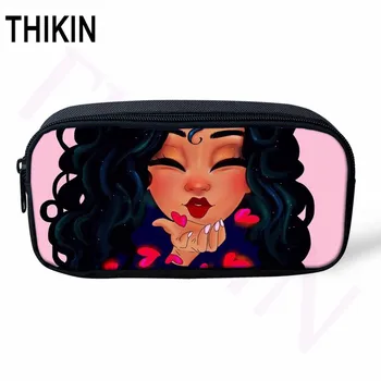 

THIKIN Afro America Black art Girls Stationery Bag for Girls Boys High Capacity Pen Bag Primary School Birthday Gift Pencil Box