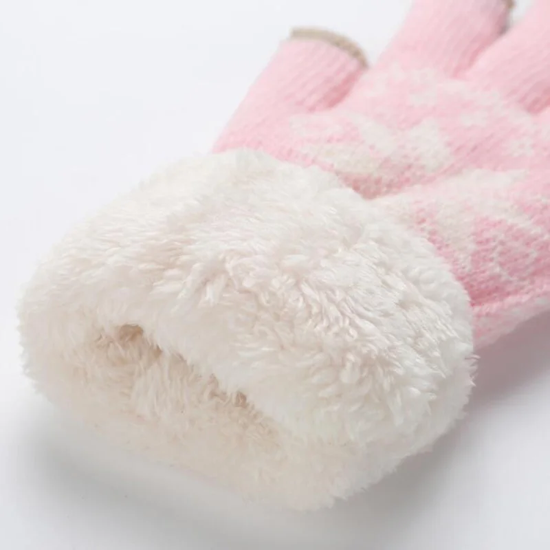 Модная изящная женская осень-зима трикотажные хлопковые утепленные кофточки с длинными рукавами теплые перчатки милые Для женщин снежинки варежки L86