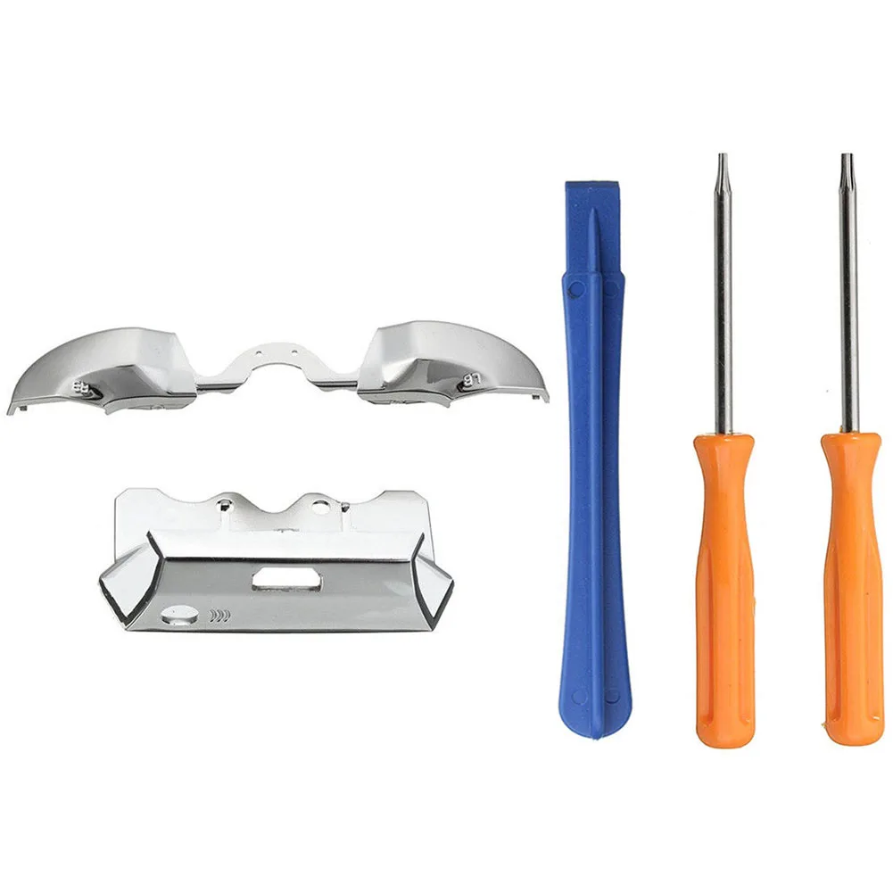 

Replace Accessories Game Manual Controller Parts Silver Plating Kit Bumper Button LB RB Screwdriver Set Tools For Xbox One Elite