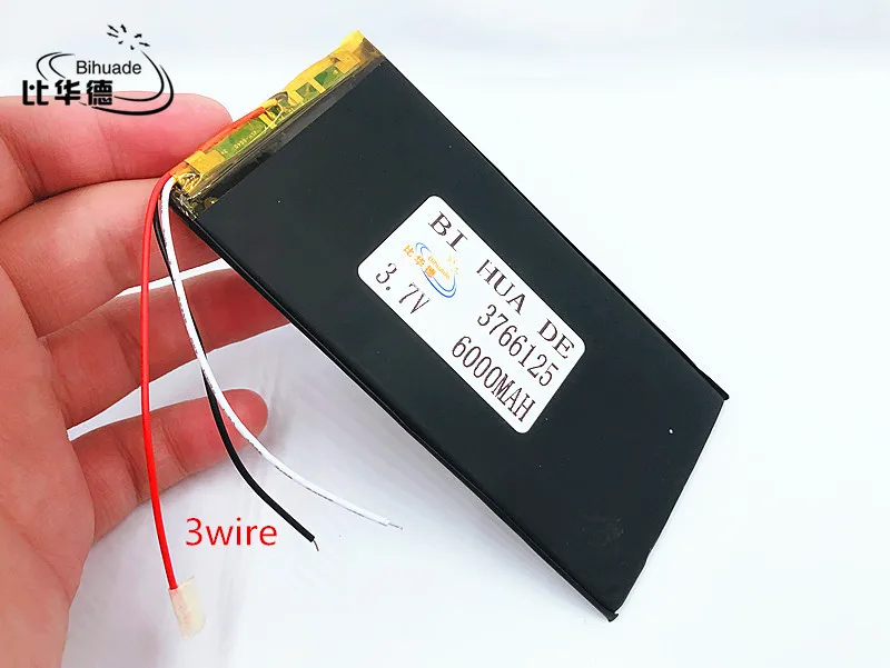 

li-po 3 wire 3766125 6000mah lithium polymer rechargeable battery 3.7V tablet battery V811 812 battery Pocket PC PDA Battery