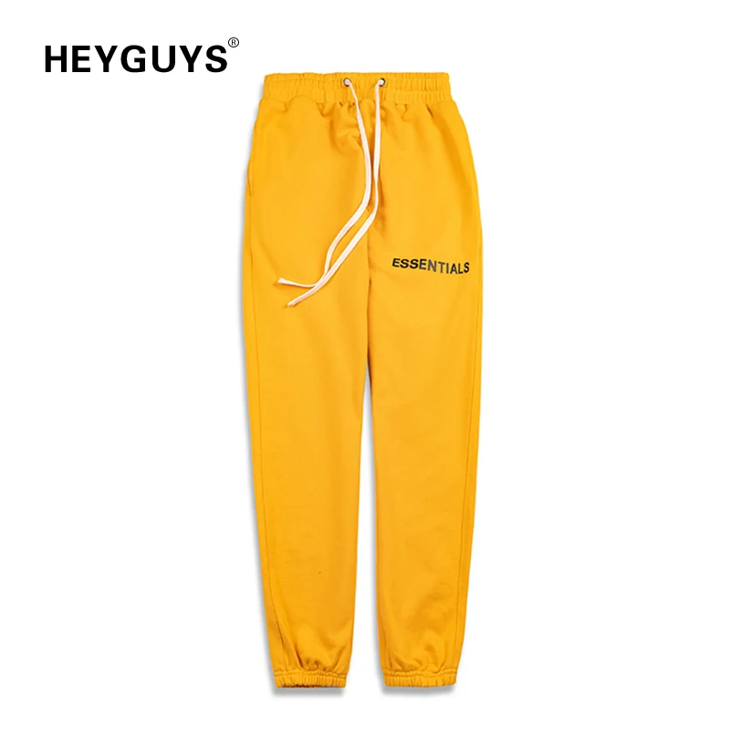 HEYGUYS желтый Фитнес длинные Штаны Для мужчин Повседневное пот Jogger Брюки Модные