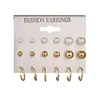 Fashion 12 pairs/Set White Simulated Pearl Stud Earrings Set For Women Jewelry Accessories Piercing Ball Earrings Brincos ► Photo 2/6