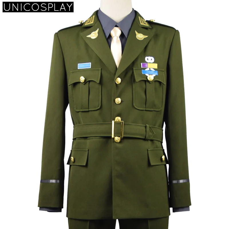 

Captain America Steve Rogers WWII Army SSR Uniform Cosplay Costume for Man Adults Green Jacket grey shirt Tie Pants Full Set
