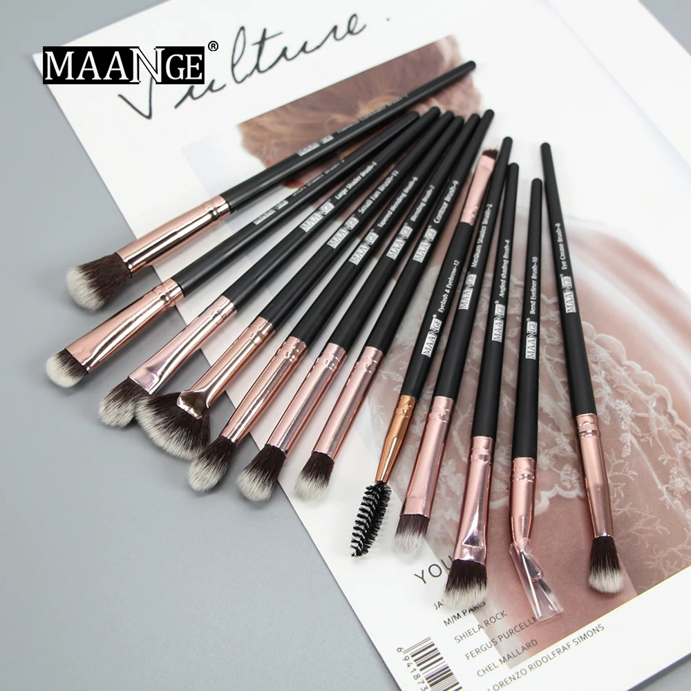 

MAANGE Pro 12 Pcs Makeup Brushes Set Eye Shadow Blending Brush Eyeliner Eyelash Eyebrow Foundation Brushes for Makeup