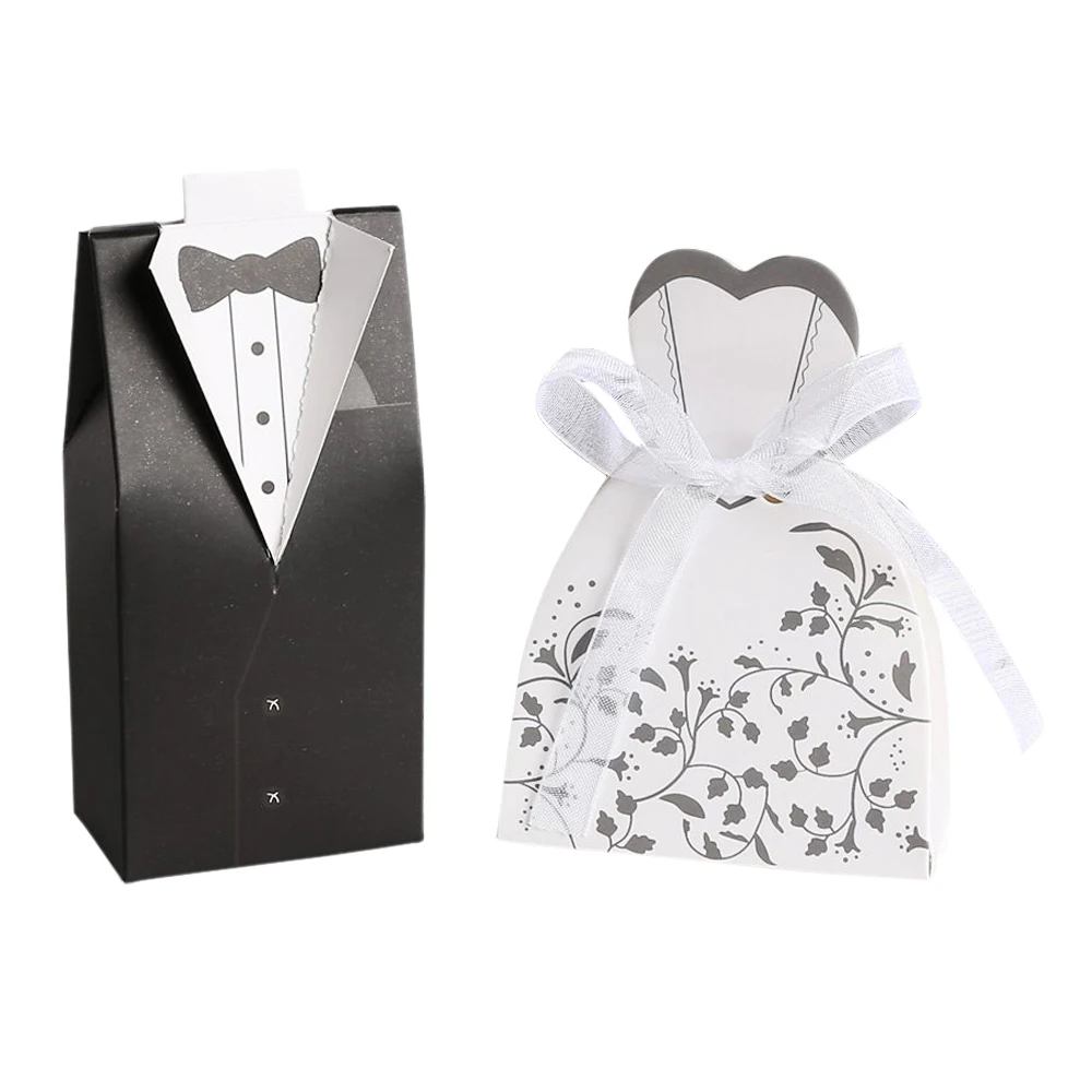 

50 pairs dragee Box black groom + white bride for Wedding