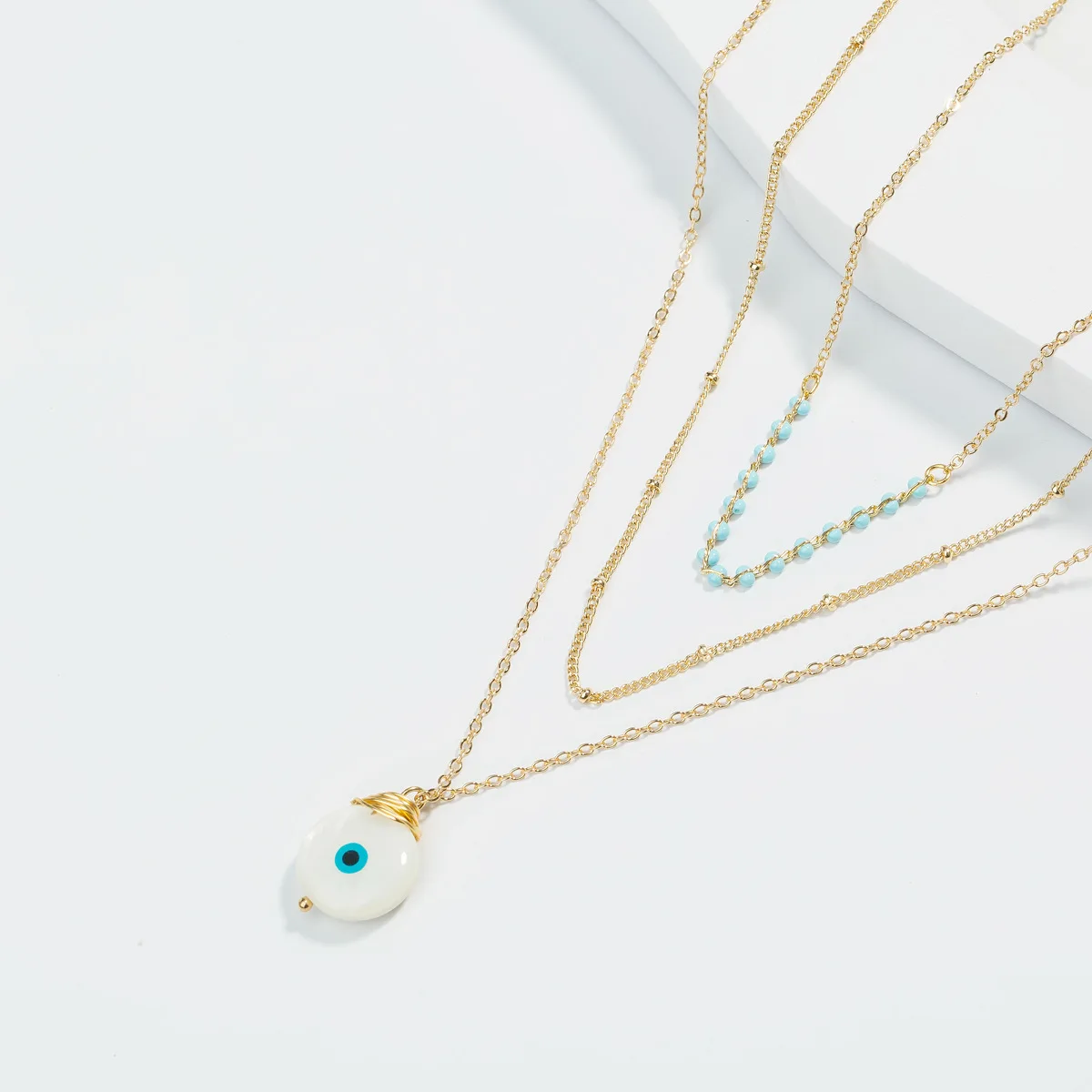 

Devil's Eye Pendant Necklaces for Women Green Beads Layer Necklace Bohemian 2019 Fashion Jewelry New Style Hot