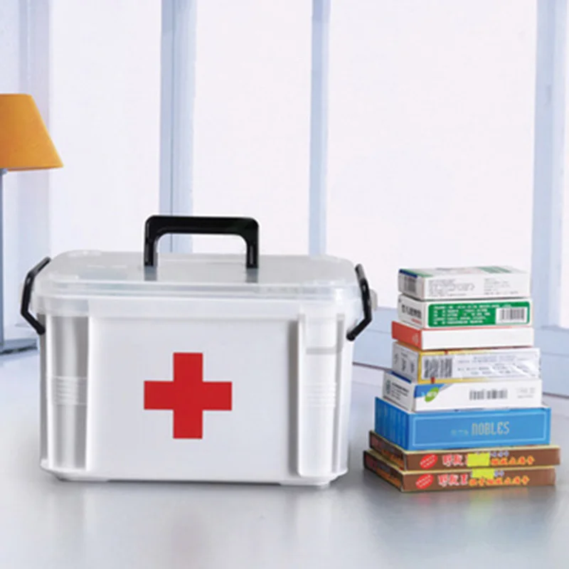 Large Household Double Layer Storage Organizer First Aid Kit