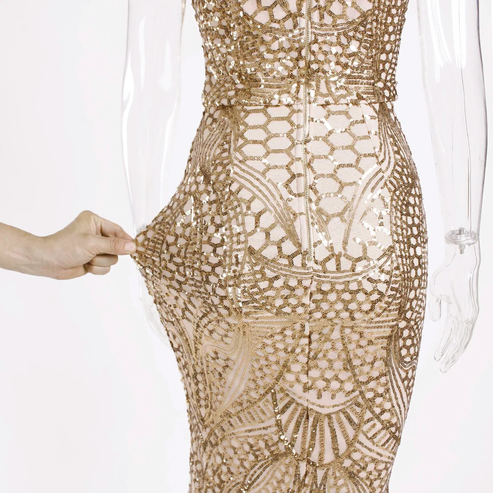 Растягивающееся Ретро геометрическое Золотое вечернее платье с блестками с вырезом лодочкой и открытыми плечами облегающее платье с полной подкладкой платье с открытой спиной