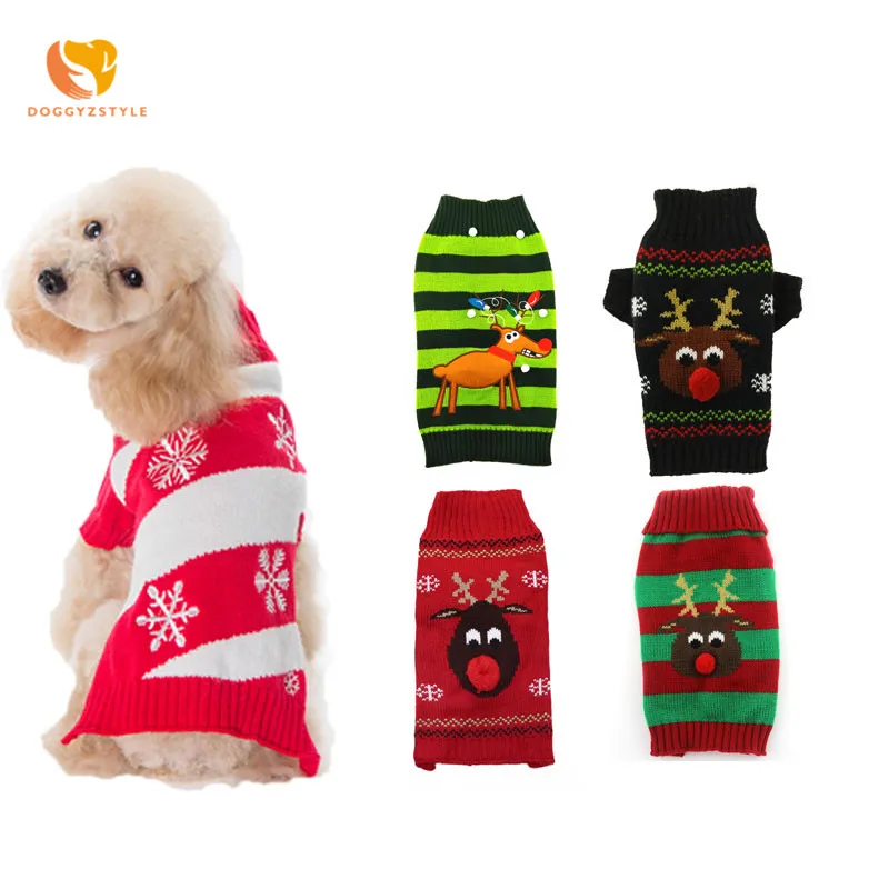 

Christmas Dog Sweater Pet Dog Knit Pullover Winter Dogs Clothes Dachshund Yorkshire Cat Snowflake Xmas Tree Apparel DOGGYSTYLE