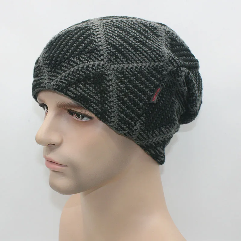 [Aetrends] Зима Шапки Для мужчин Hat шапочки Skullies с бархатом внутри Z-2019