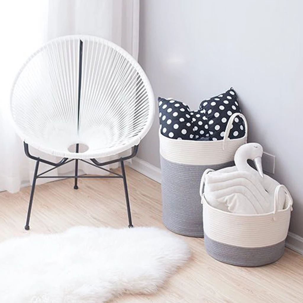 2x Cotton Weaving Storage Basket Rattan Storage Box For Cosmetics Basket Organizer Sundries Laundry Toys Storage Basket Pink