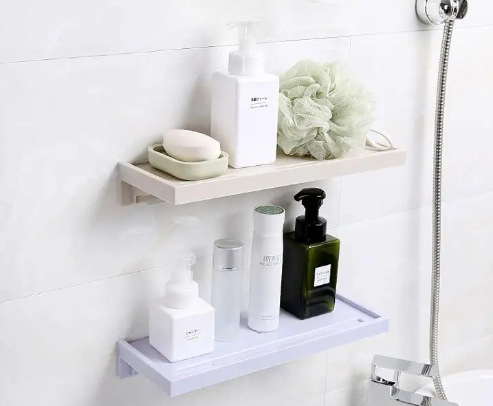 

Plastic Wall Mount Bathroom Shelf Storage Rack Bath Toilet Paper Holder Kitchen Storage Shelf 38*14cm
