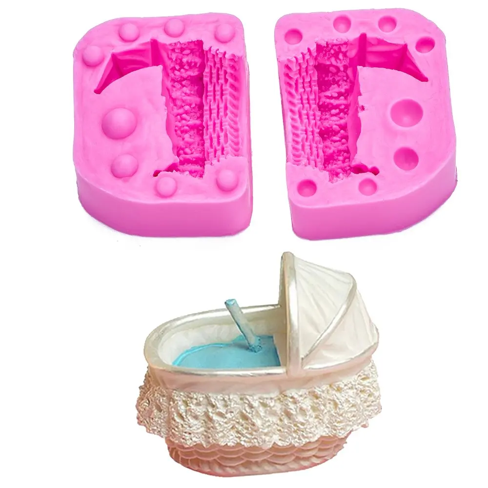 

Baby carriage Shaped silicone candle soap mold for confectionery chocolate fondant cake decoration baking used molding FT-1039