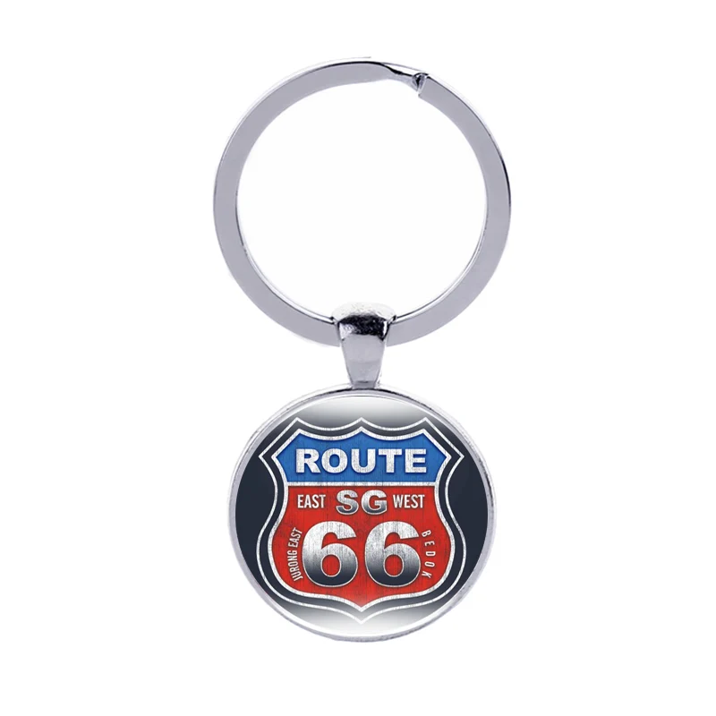 10 шт./партия, 18 стилей, США Route 66, брелоки, Стеклянные Кабошоны, Брелоки для ключей, сувенир для путешествий, Автомобильный ключ, подвеска, модные очаровательные ювелирные изделия - Цвет: 13