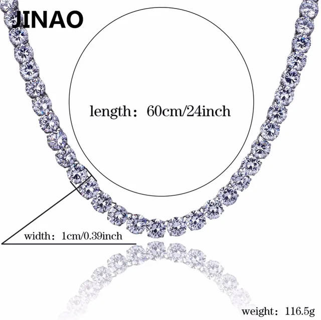 JINAO Hip Hop Male 10mm Tennis Chain Necklace Jewelry Necklace Copper Gold/Silver-Color Plated Micro Pave CZ Stone  20" 24" 30" - Image 6