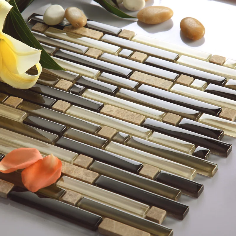 mother of pearl mosaic tile stripe glass mosaic wall stickers crystal stone puzzle tile crystal glass mosaic tile