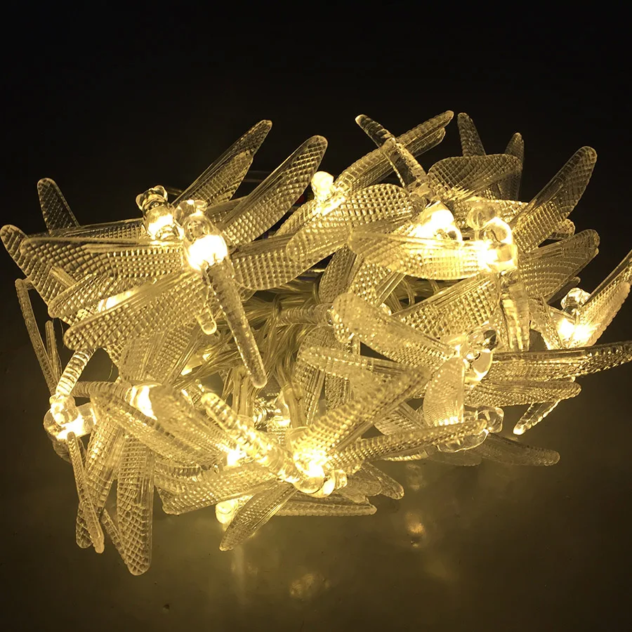 

HANMIAO 10/20 LED Dragonfly Shaped String Lights Battery Operated LED Garland for Garden Lawn Fence Tree X'mas Decoration 44