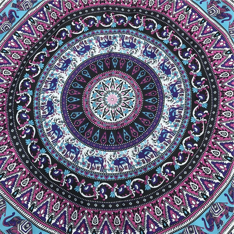 

Indian Elephant Type Round Scarve Fashion Mandala Tapestry Beach Mat Picnic Rug Blanket Polyester Lawn Mat Beach Tippet