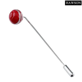 

HAWSON Red Enamel Cricket Ball Pins Brooch for Mens Clothing