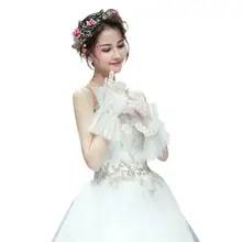 Women Bridal Wedding Layered Ruffles Mesh Gloves Imitation Pearl Handmade Beading Full Finger Short Wrist Mittens Party Costume Women Bridal Wedding Layered Ruffles Mesh Gloves Imitation Pearl Handmade Beading Full Finger Short Wrist Mittens Party Costume