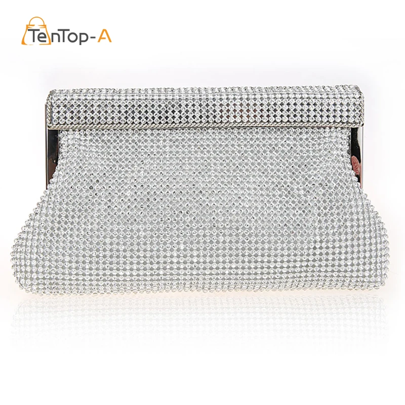 

Women's evening bag Diamond Clutch Evening Bags Silver Gold Black Solid Color Full Rhinestone Mini Chain Bag for Party Wedding