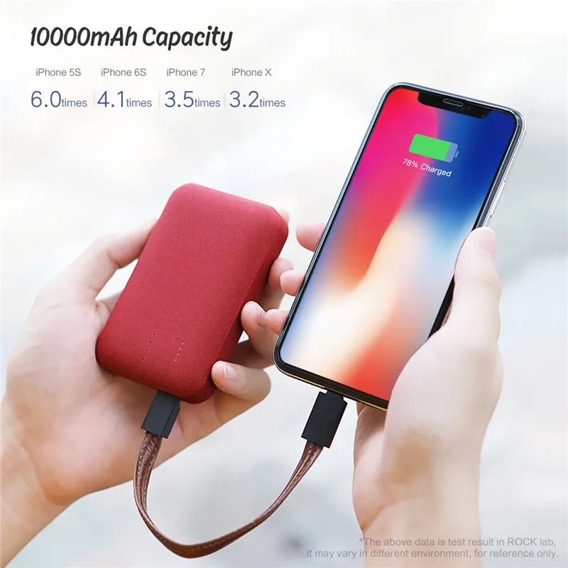 Skup ROCK Mini 10000 mAh Power Bank przenośny ultra cienki polimerowy akumulator Powerbank dla iPhone SamSung Xiaomi Huawei i więcej