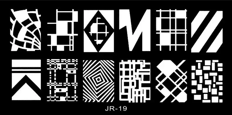 12*6 см JR ногтей штамповки пластины 30 дизайнерские украшения Штамп Konad штампы маникюрные шаблон Геометрическая тема(JR1-30 - Цвет: 19