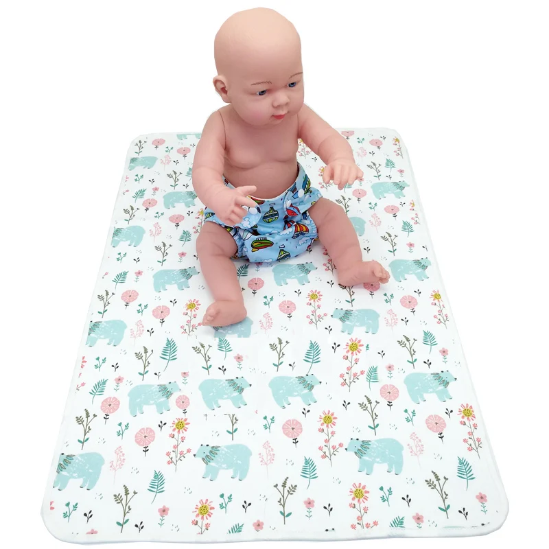 

3Layers Washable Reusable Travel Nappy Mat Baby Diaper Changing Pads Washable Travel Nappy Mat