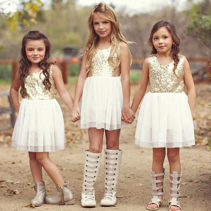 Детское платье с блестками для маленьких девочек милые вечерние платья с бантом и открытой спиной