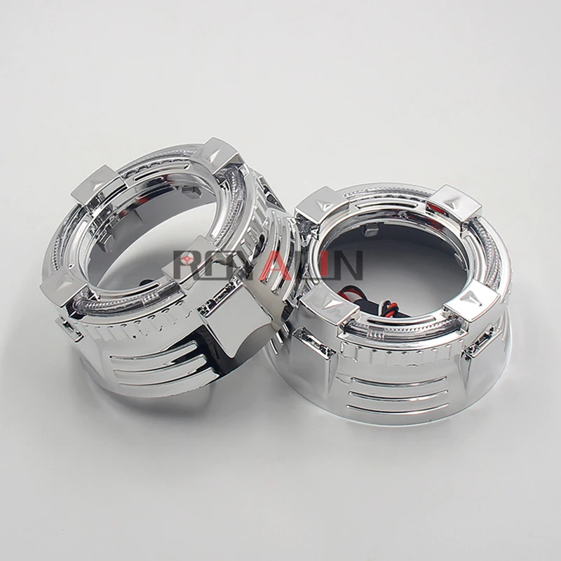  ROYALIN LED Car Projector Lens Shrouds For Mini Quadrod Masks 3.0 Inch White Daytime Running Light  - 32983052753