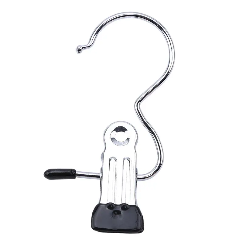 10pcs Laundry Hanger Clips Portable Stainless Steel Hook Clothes Pin Shoe Pants Hanger Clips For Household Travel Supplies