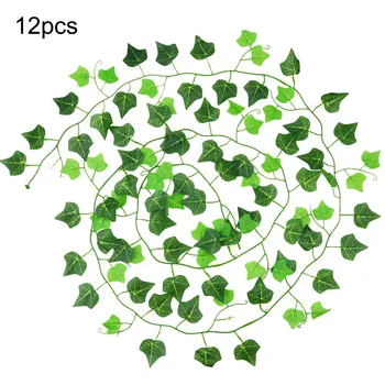 

12pcs 2.4M Artificial Lvy Green Leaf Garland Plants Vine Fake Foliage Home Decor Simulation Flower Rattan String