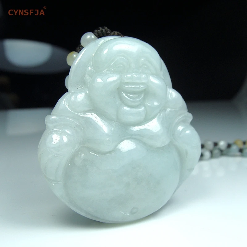 CYNSFJA настоящий Сертифицированный натуральный А класс бирманский жадеит шармы-Амулеты Будда нефрит кулон высокого качества ручной работы лучшие подарки
