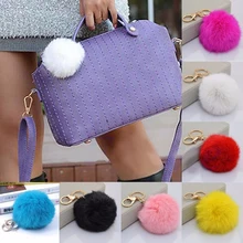 Colorful High Quality Bag Keychain Car Keyring Rabbit Fur Soft Ball Keychain Charming Keychain For Keys Bags