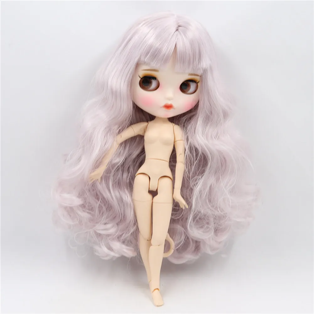 1/6 Blyth кукла белая кожа соединение тела фиолетовые волосы новое матовое лицо с бровями блеск для губ. № BL1003/7263